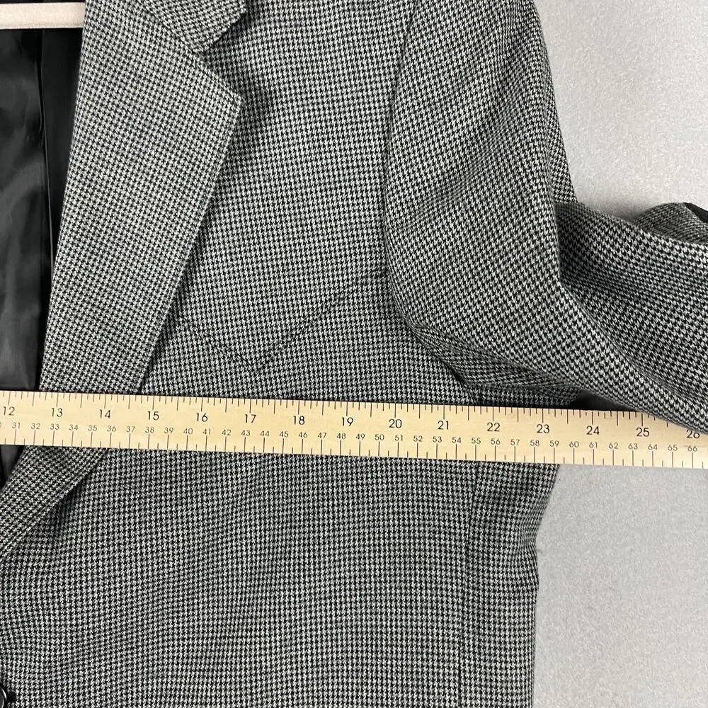 Circle S Houndstooth Western Blazer Sport Coat Mens 44R Gray Elbow Patch‎ Cowboy